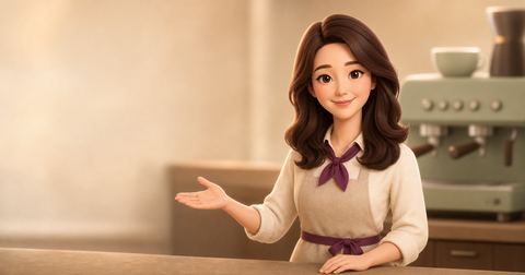카페에서 주문하기 상황 일러스트