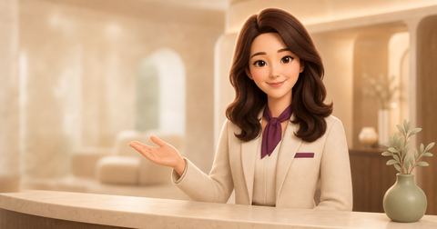 호텔 체크인 상황 일러스트