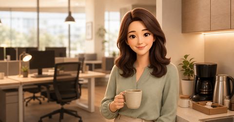 회사에서 가벼운 대화 상황 일러스트